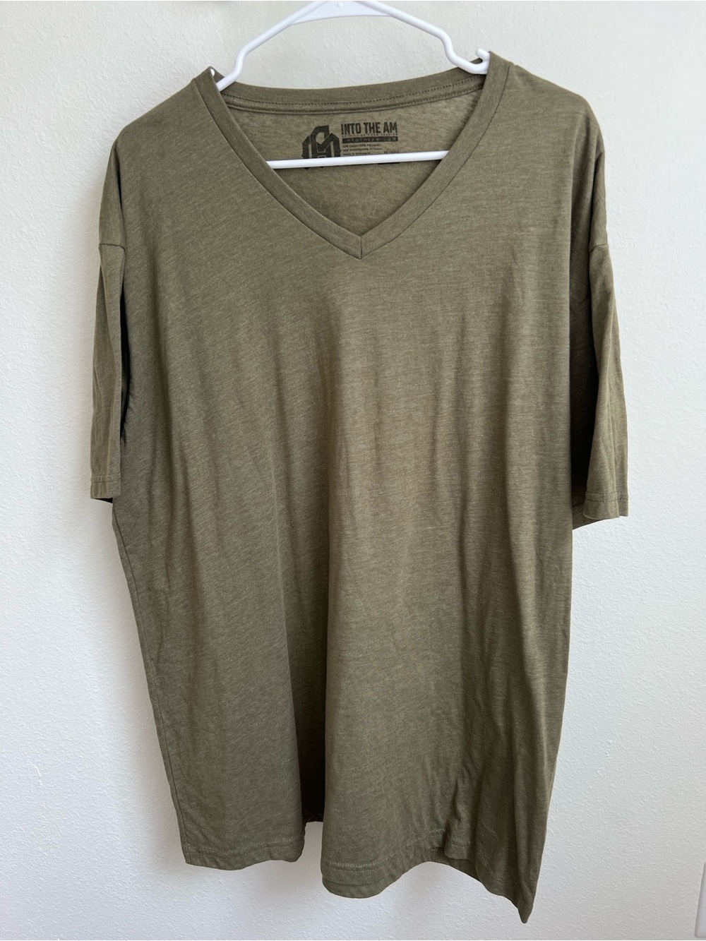 Into The AM Men's V-Neck Short Sleeve Tee in Olive
